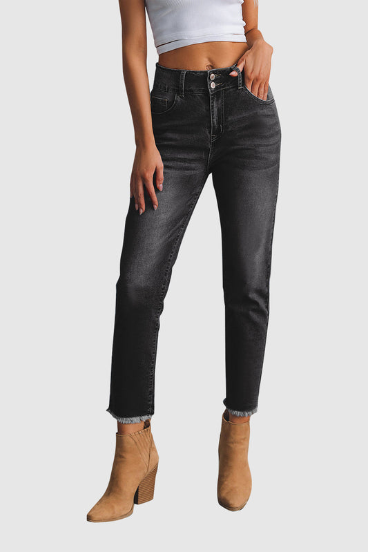 Women's High Waisted Jeans Wide Waisted Denim Nine Minute Pants