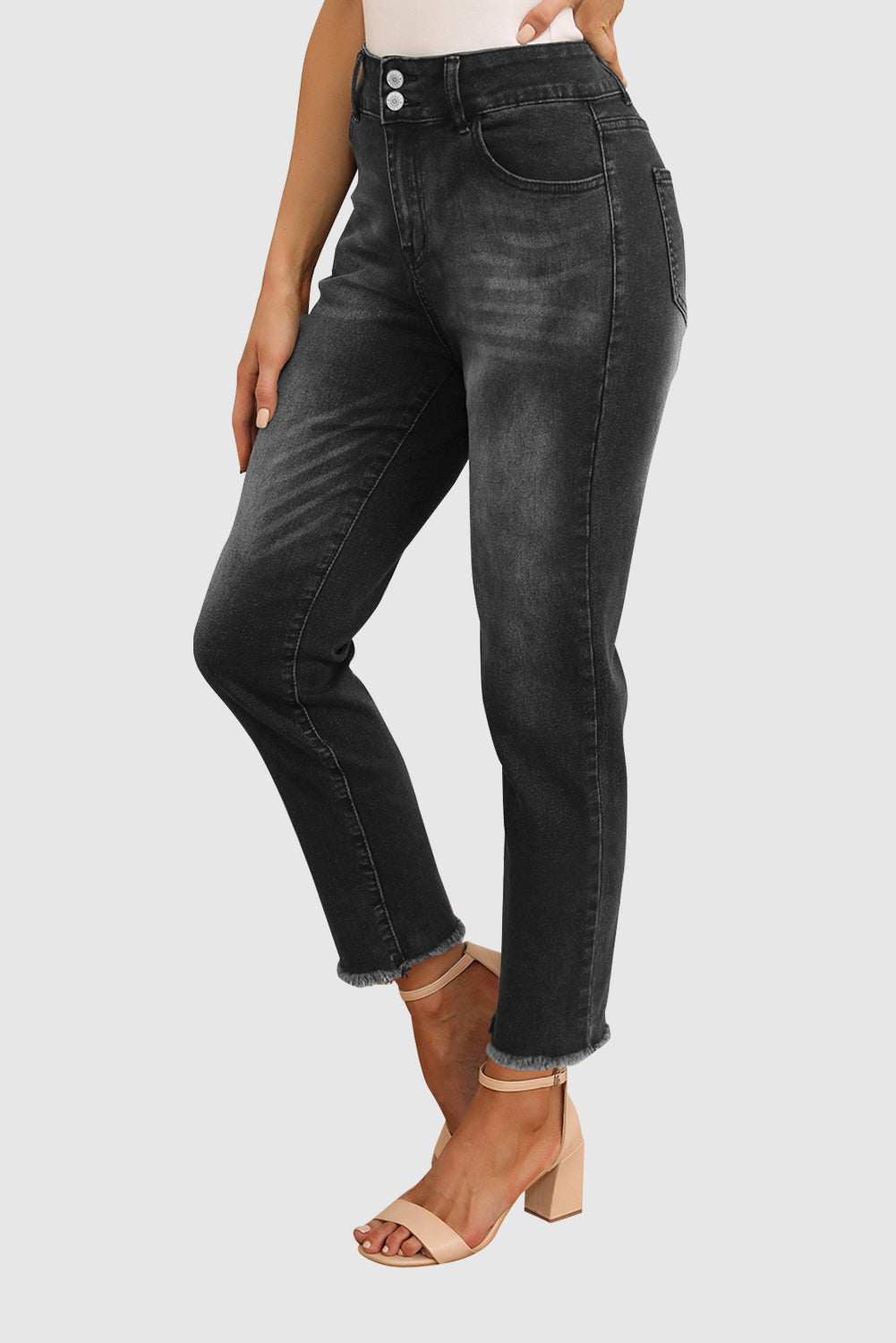 Women's High Waisted Jeans Wide Waisted Denim Nine Minute Pants