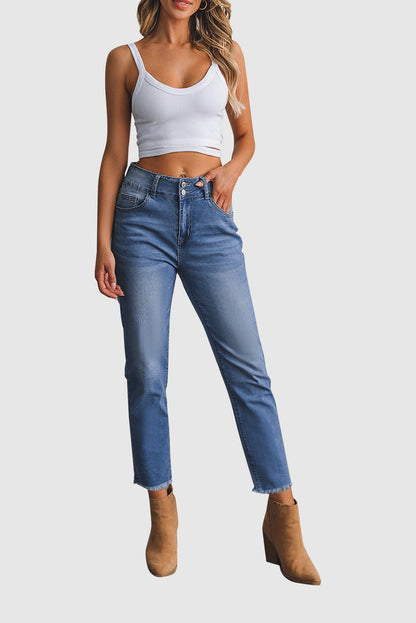 Women's High Waisted Jeans Wide Waisted Denim Nine Minute Pants