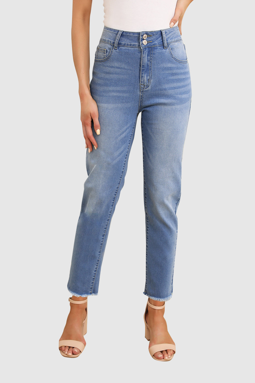 Women's High Waisted Jeans Wide Waisted Denim Nine Minute Pants