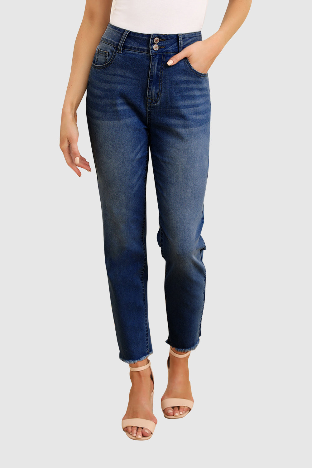 Women's High Waisted Jeans Wide Waisted Denim Nine Minute Pants