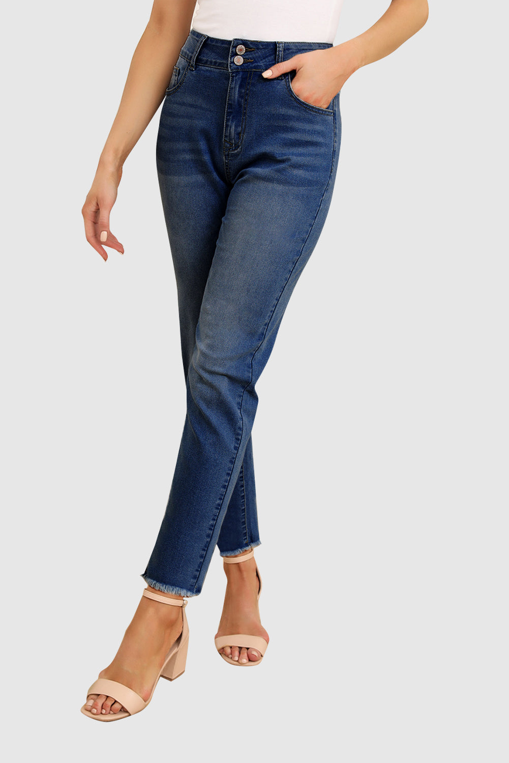 Women's High Waisted Jeans Wide Waisted Denim Nine Minute Pants