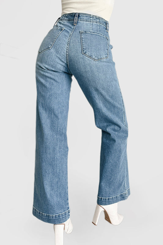 Women's Dusk Blue Medium Wash Straight Leg Jeans