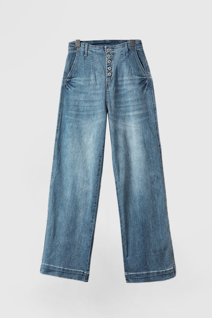 Women's Dusk Blue Medium Wash Straight Leg Jeans
