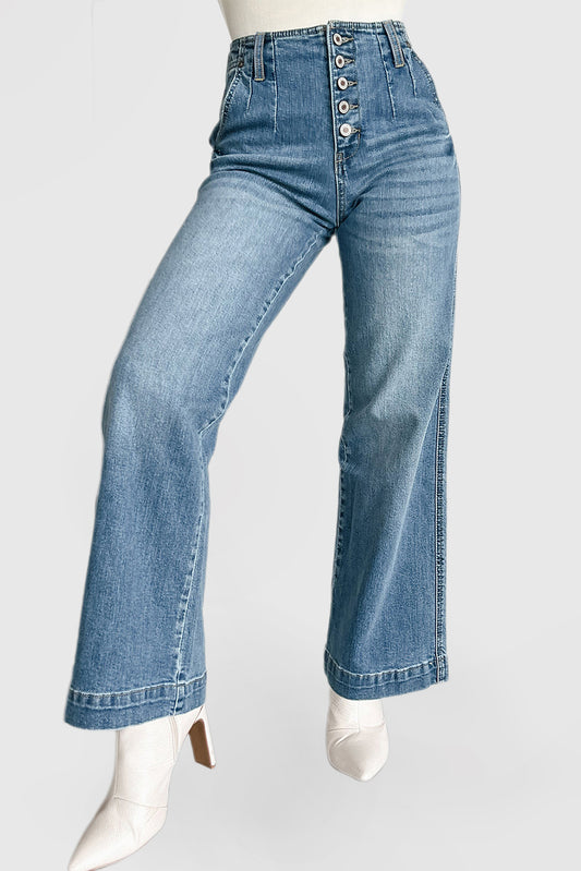 Women's Dusk Blue Medium Wash Straight Leg Jeans