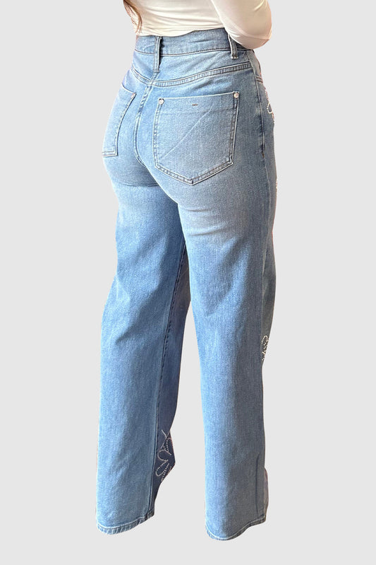 Women's Light Blue High Waisted Wide Leg Jeans