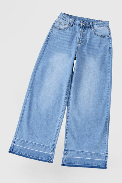 Solid Color Mid-Rise Straight Leg Casual Jeans