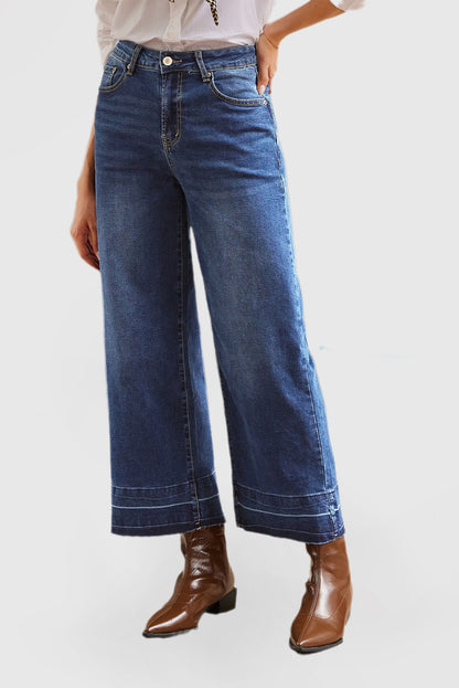 Solid Color Mid-Rise Straight Leg Casual Jeans