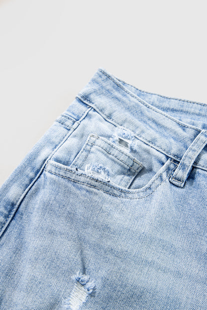 Beau Blue Light-Wash Flare Jeans with Distressed Detailing