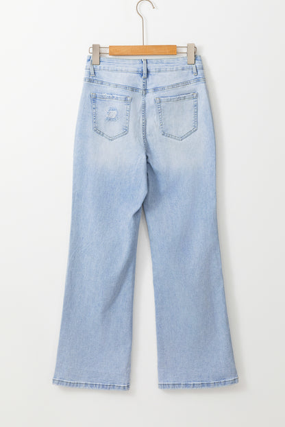 Beau Blue Vintage Faded Distressed Flare Jeans