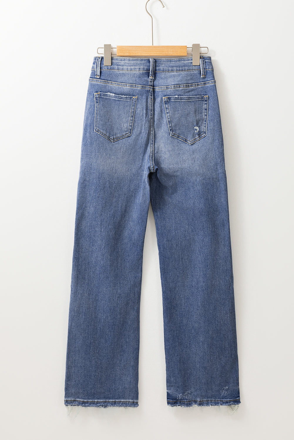 Women's Fashion Aged Jeans High Waistline Straight Legs