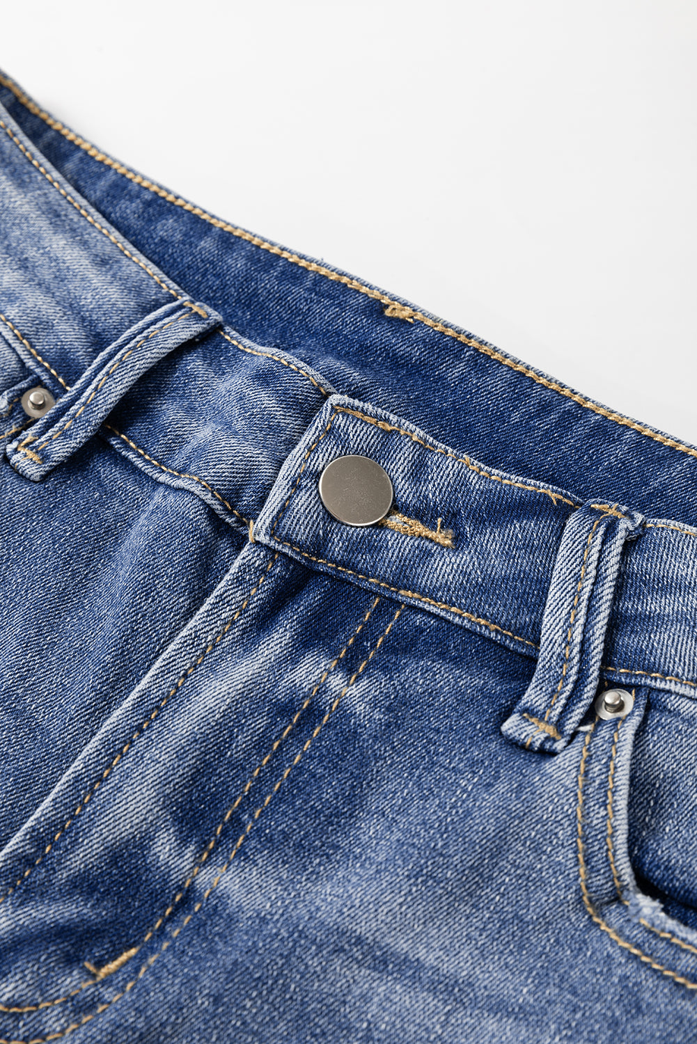 Women's Fashion Aged Jeans High Waistline Straight Legs