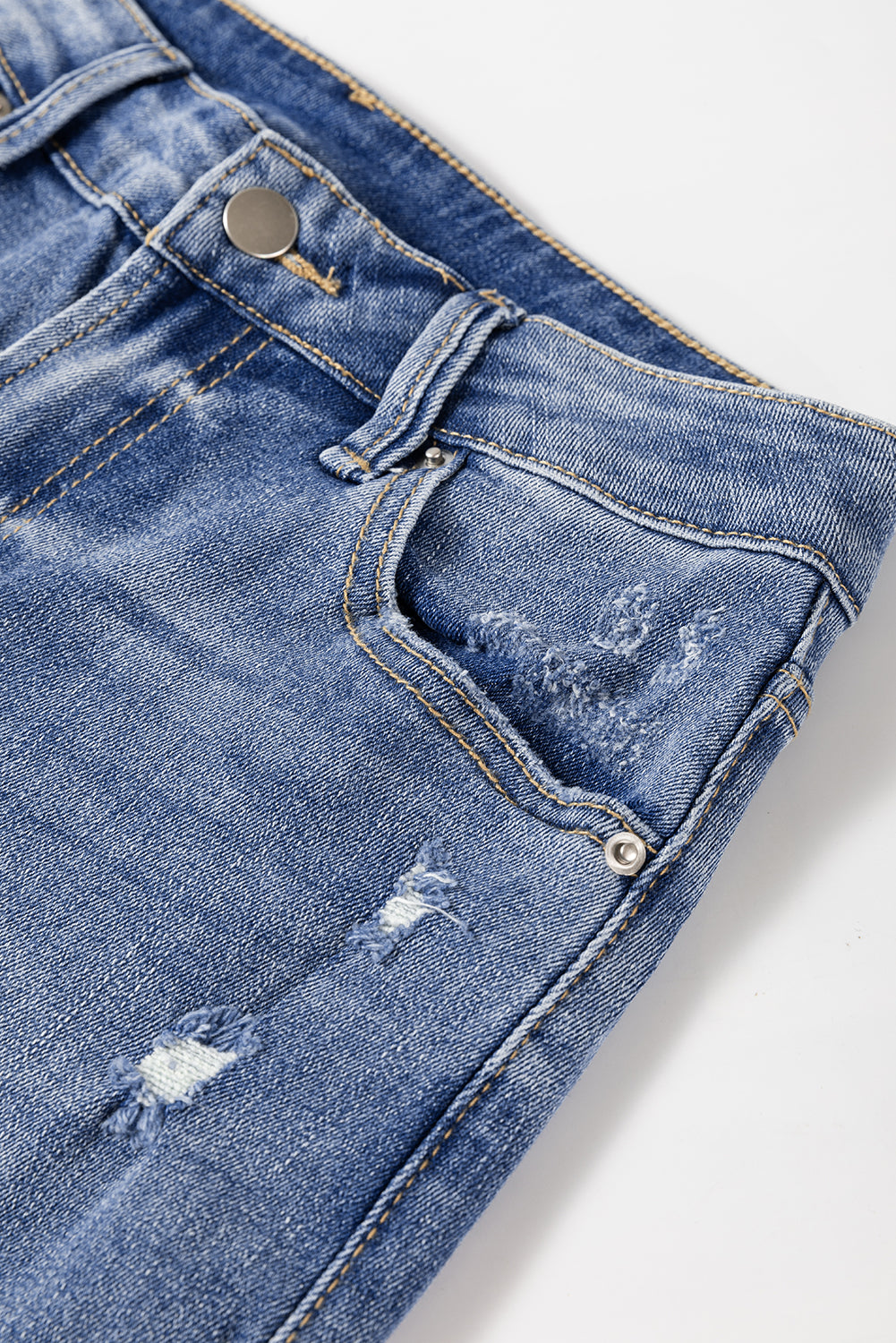 Women's Fashion Aged Jeans High Waistline Straight Legs