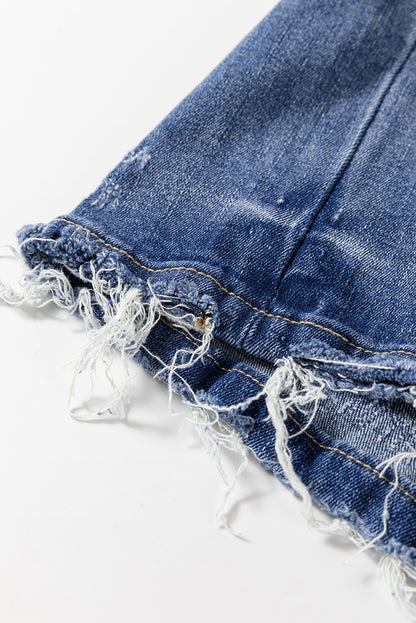Women's Fashion Aged Jeans High Waistline Straight Legs
