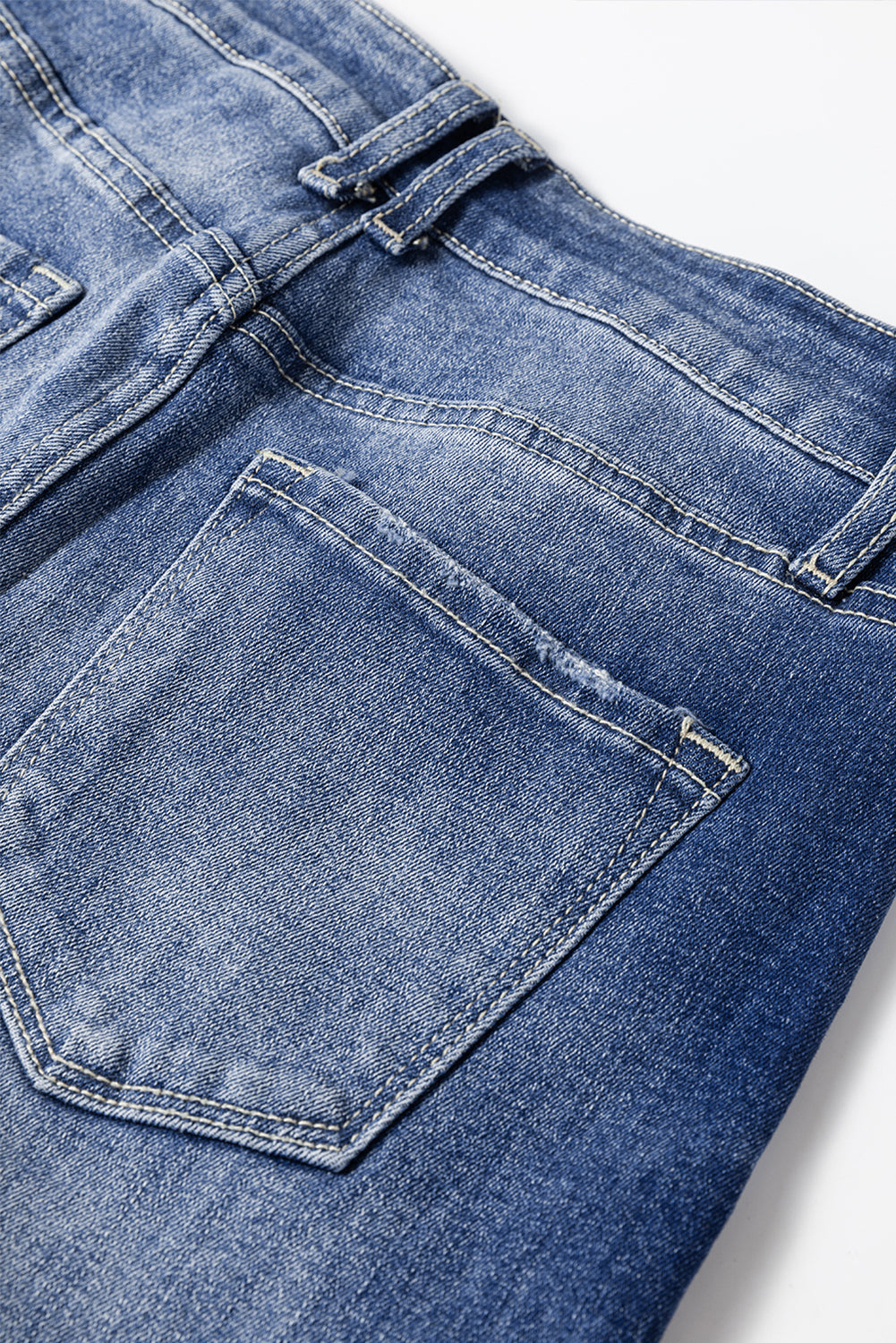 Dusk Blue High-Rise Ripped Jeans with Mineral Wash
