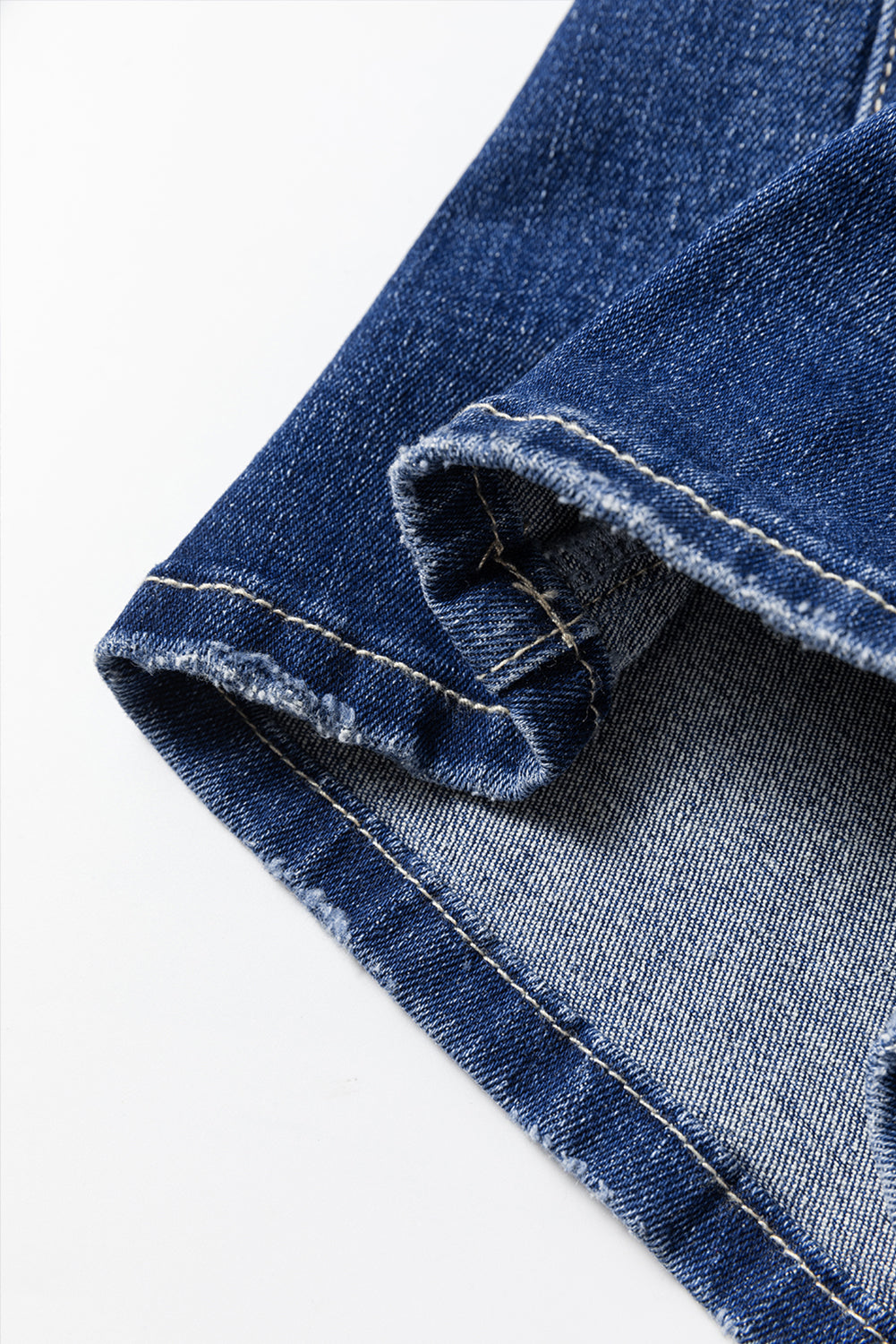 Dusk Blue High-Rise Ripped Jeans with Mineral Wash