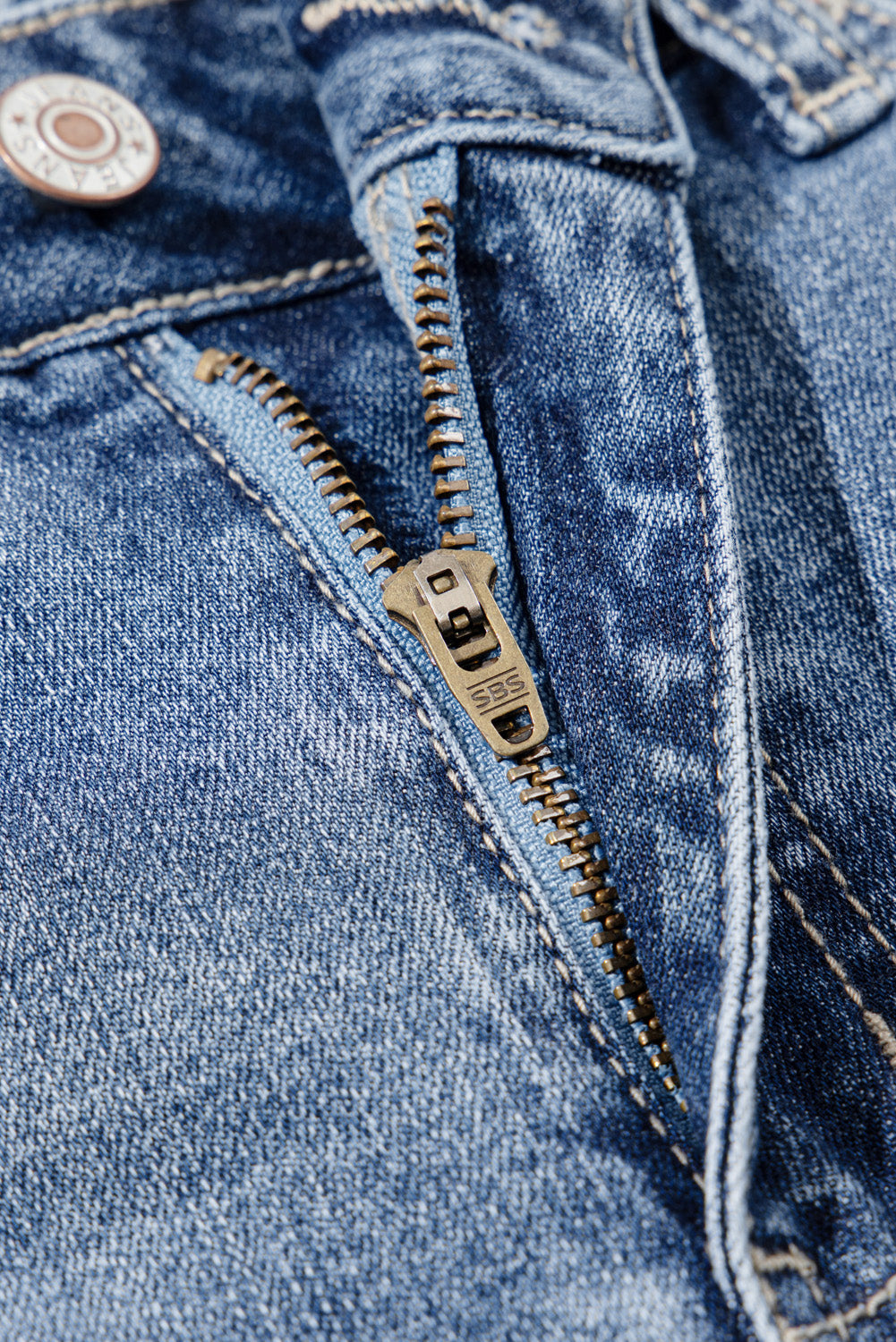 Dusk Blue High-Rise Flared Jeans with Distressed Hem