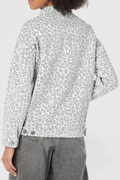 Women's Fashion Flap Pocket Leopard Print Jacket