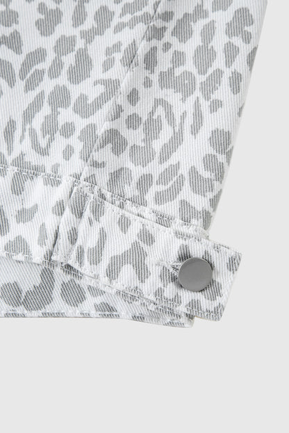Women's Fashion Flap Pocket Leopard Print Jacket