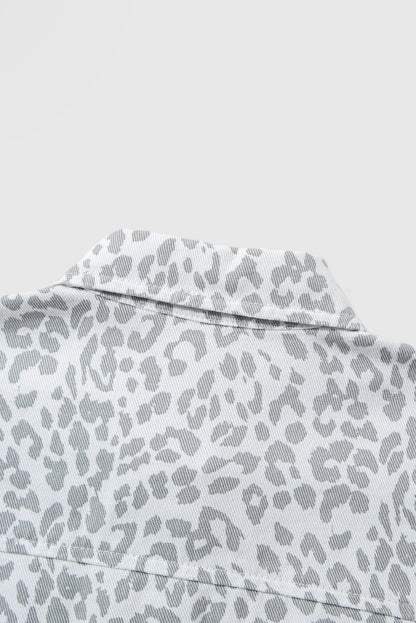 Women's Fashion Flap Pocket Leopard Print Jacket