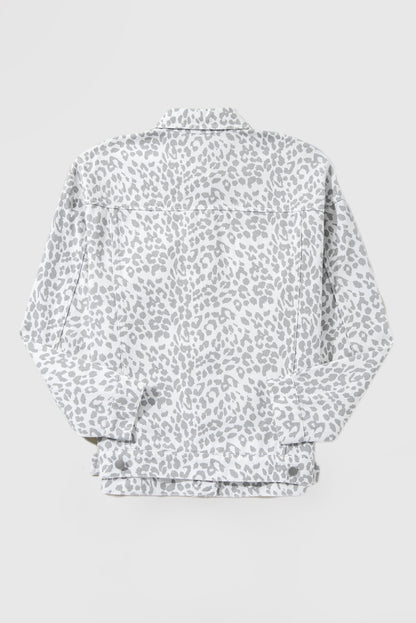 Women's Fashion Flap Pocket Leopard Print Jacket