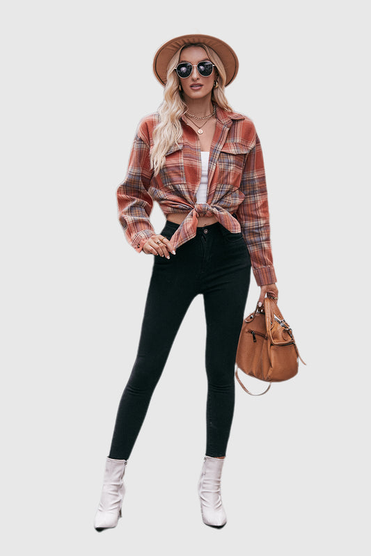 Caramel Casual Fashion Oversized Loose Plaid Shirt