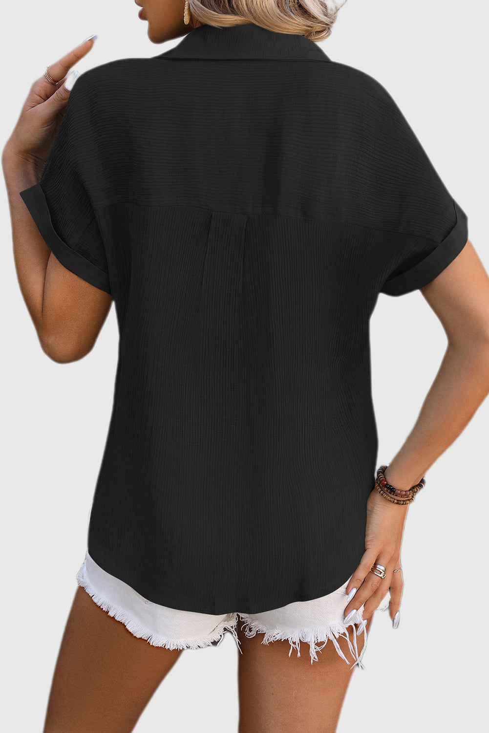 Short Sleeve Cotton Button Down Up Shirt