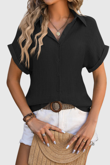 Short Sleeve Cotton Button Down Up Shirt