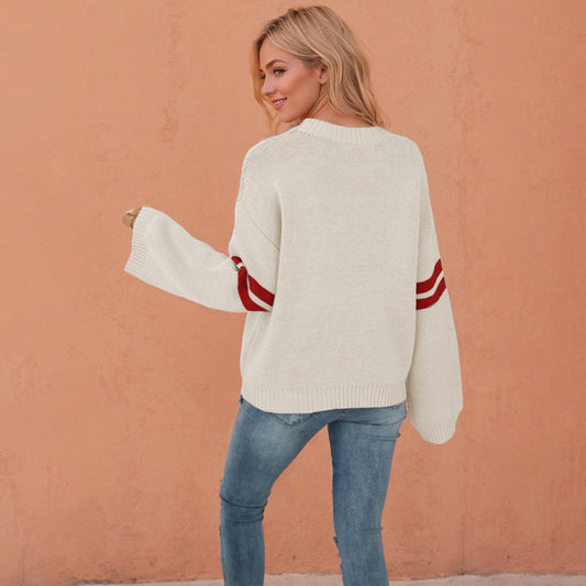 Color Block Heart Knit Sweater Valentines Pullover