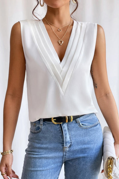 Women's Multi-Layer V-Neck Solid Color Vest