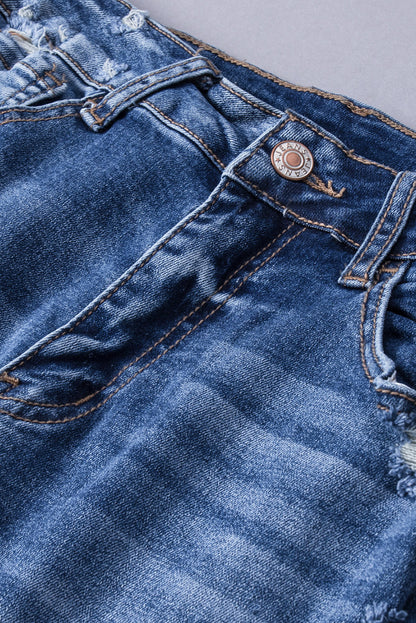 Blue Embossed Fashion Casual Women's Jeans