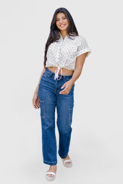 Women's Blue High Waisted Wide Leg Jeans