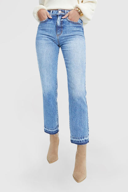 Women's High Waisted Straight Leg Wide Leg Casual Stretch Jeans