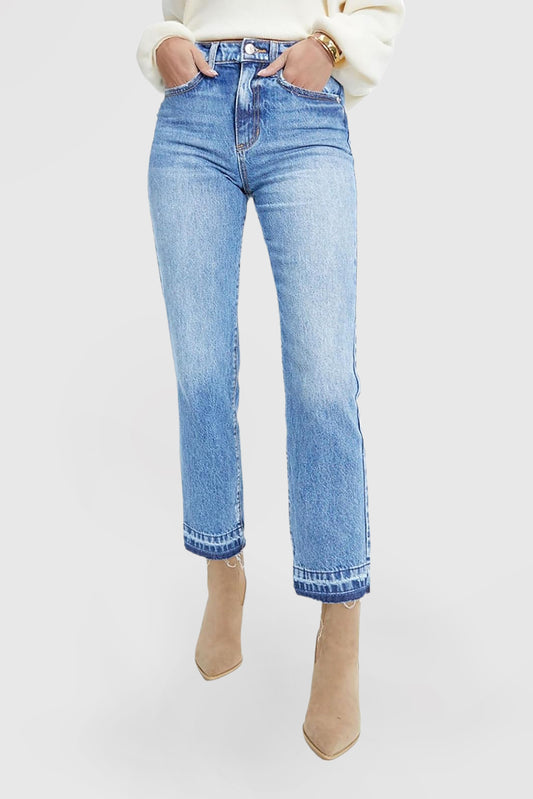 Women's High Waisted Straight Leg Wide Leg Casual Stretch Jeans