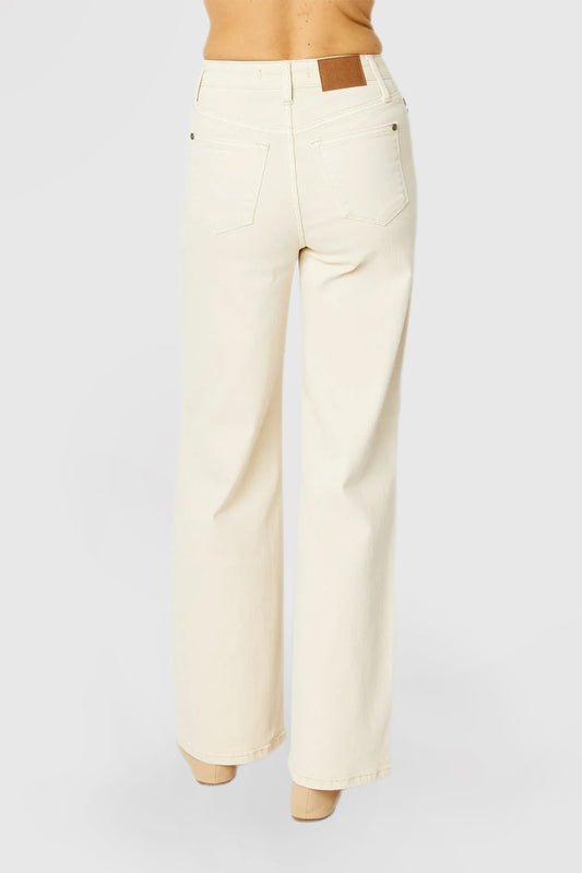 High-Waist Wide-Leg Pants with Crochet Patches