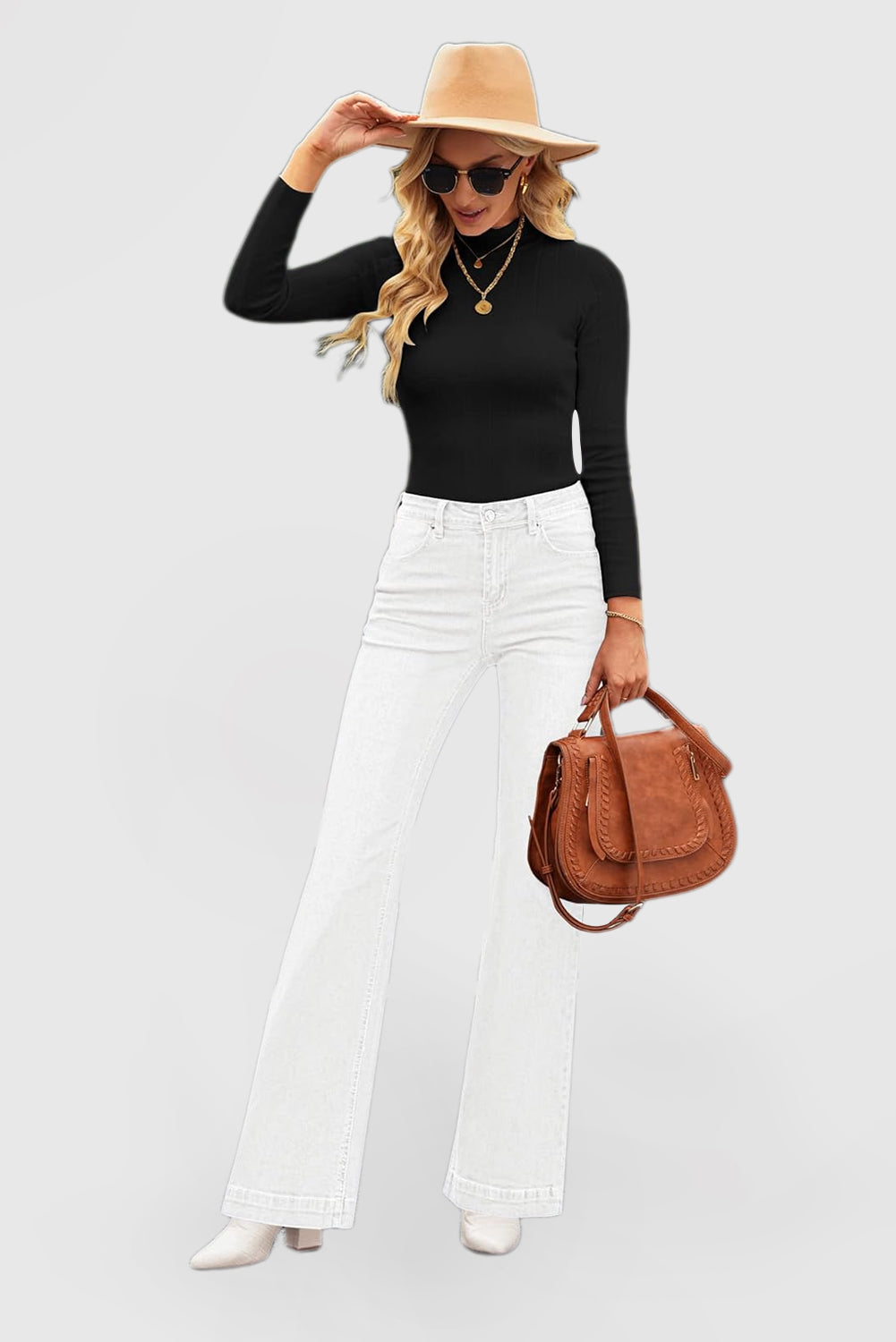 High-Waisted Flare Jeans for Women – Wide Leg Stretch Denim Pants