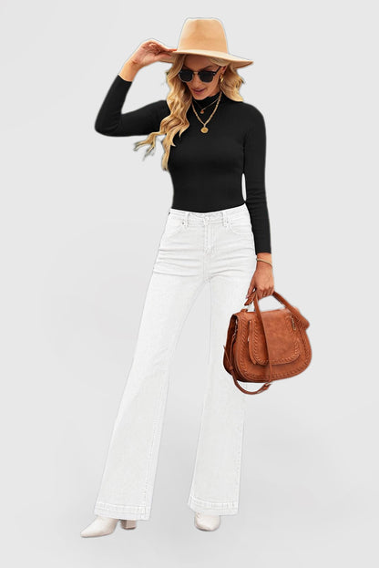 High-Waisted Flare Jeans for Women – Wide Leg Stretch Denim Pants