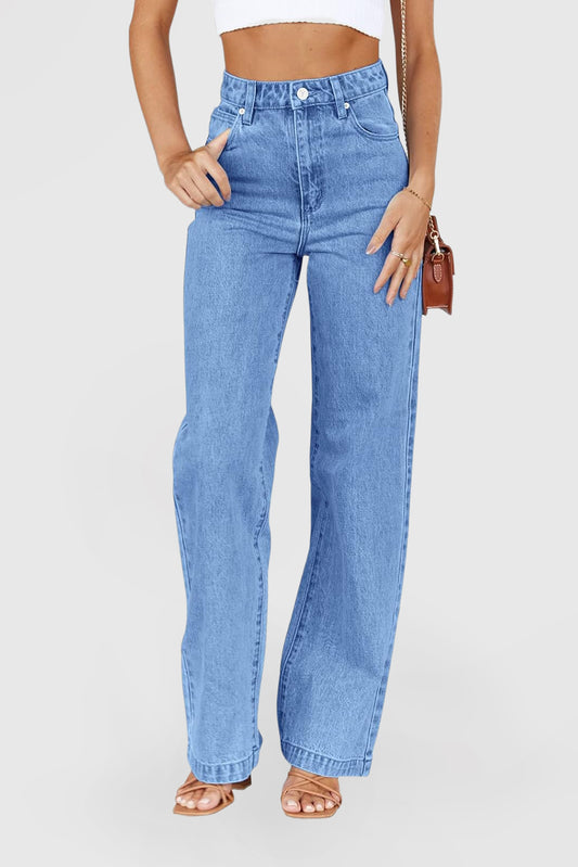 Women's High Waisted Wide Leg Jeans Straight Legs