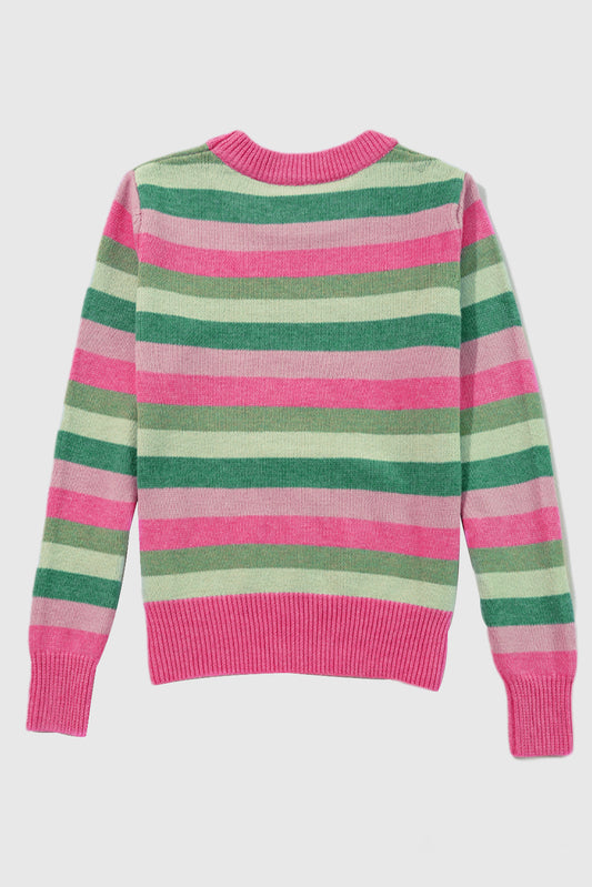 Color Block Ribbed Edge Round Neck Sweater