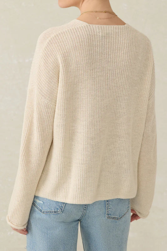 V Neck Lightweight Knit Sweater Oversized Pullover