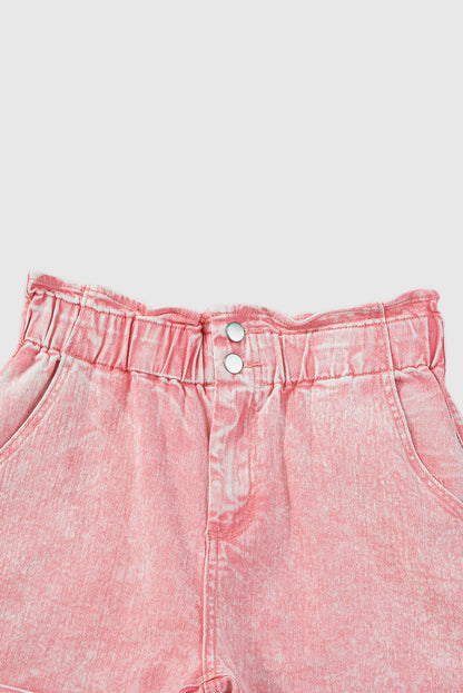 Solid Color High Waisted Tassel Trim Vintage Shorts