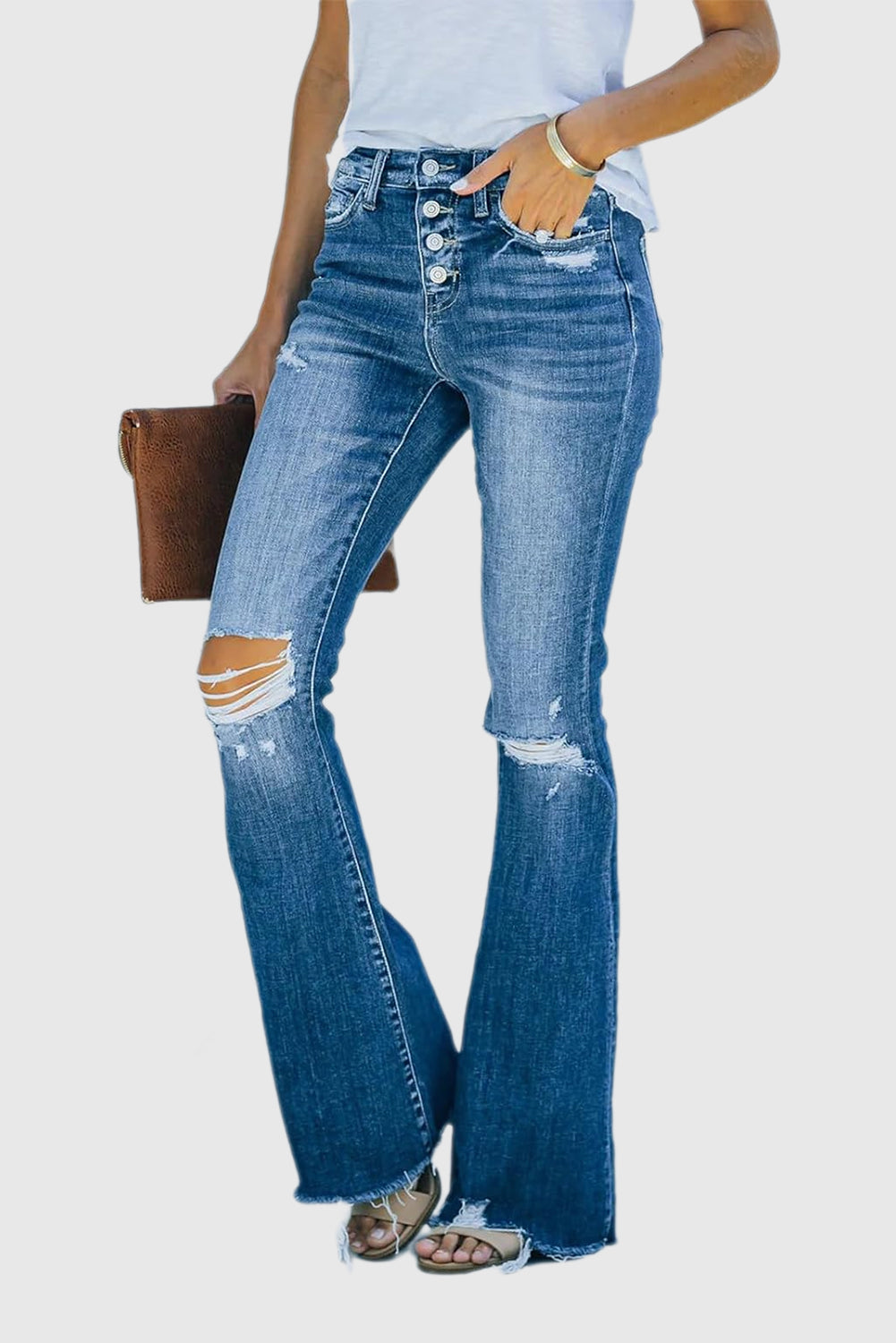 Women's Wide-Leg High-Waisted Flared Bootcut Jeans