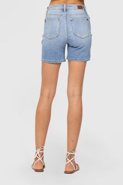 Solid Color Mid-Length Denim Shorts Casual Fit Leggings