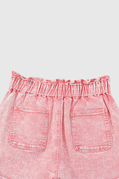 Solid Color High Waisted Tassel Trim Vintage Shorts