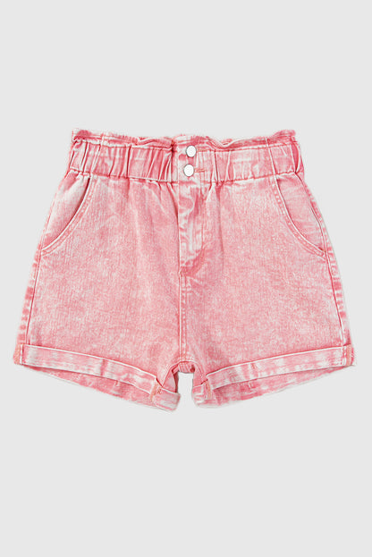 Solid Color High Waisted Tassel Trim Vintage Shorts