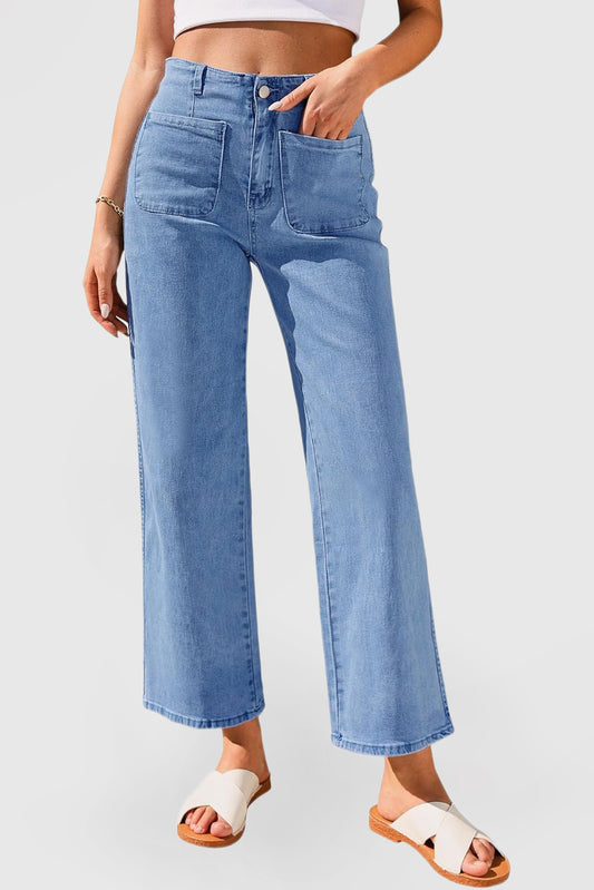 Women's High-Waisted Cropped Wide-Leg Baggy Jeans