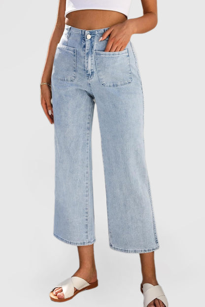 Women's High-Waisted Cropped Wide-Leg Baggy Jeans