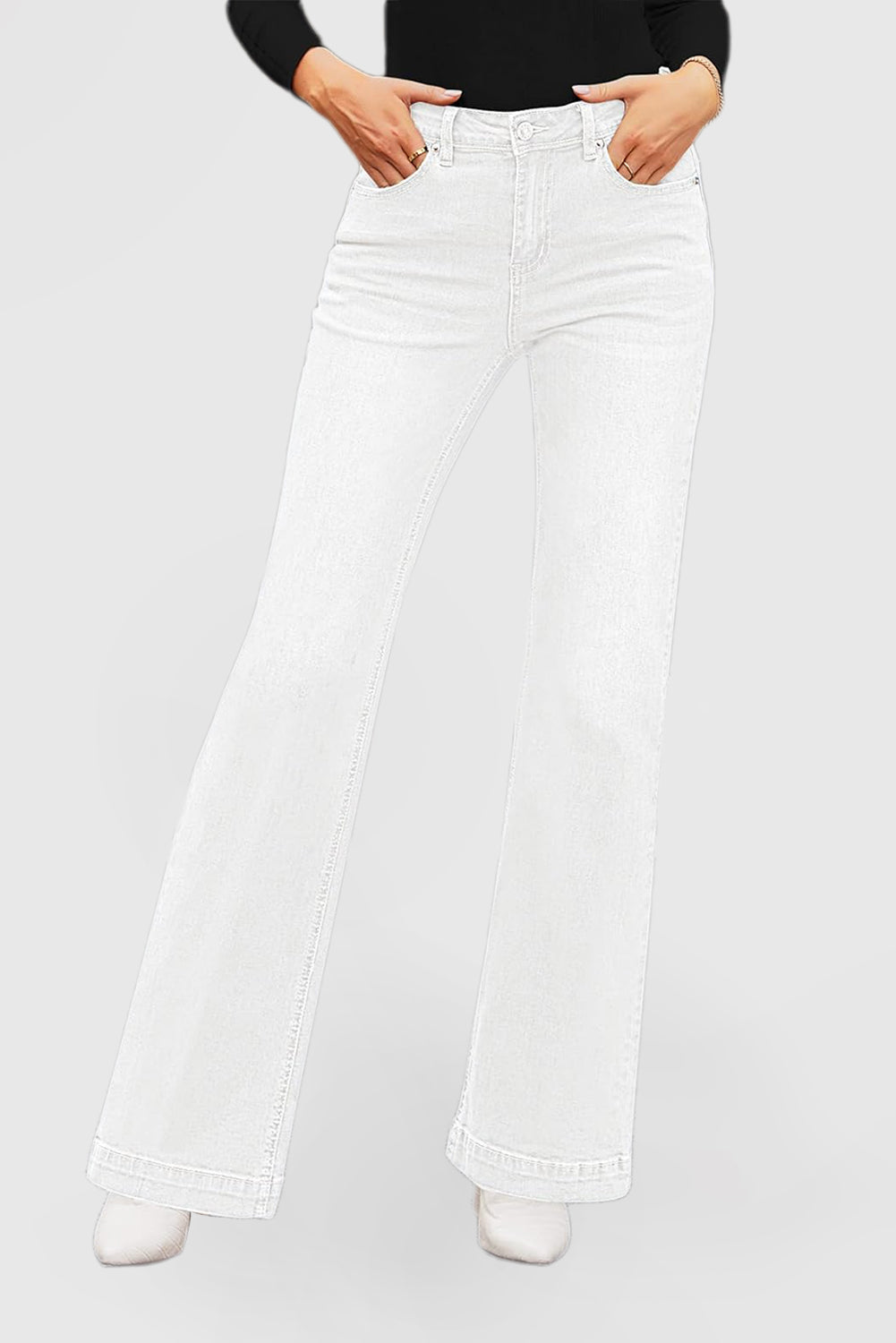 High-Waisted Flare Jeans for Women – Wide Leg Stretch Denim Pants