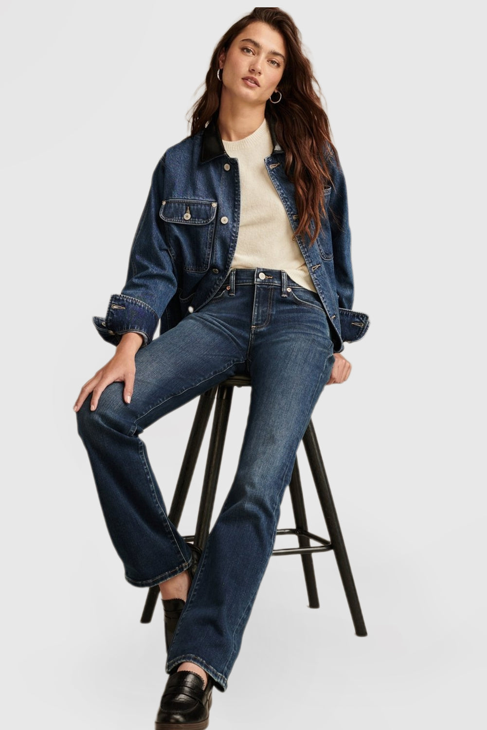 Embrace Sleek Sophistication with These Dark Straight-Leg Jeans