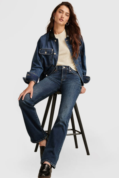 Embrace Sleek Sophistication with These Dark Straight-Leg Jeans